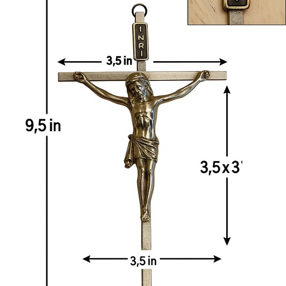 Vintage Metal Crucifix Garden Grave Marker Cross INRI Religious Memorial 9.5x4 - Picture 3 of 3